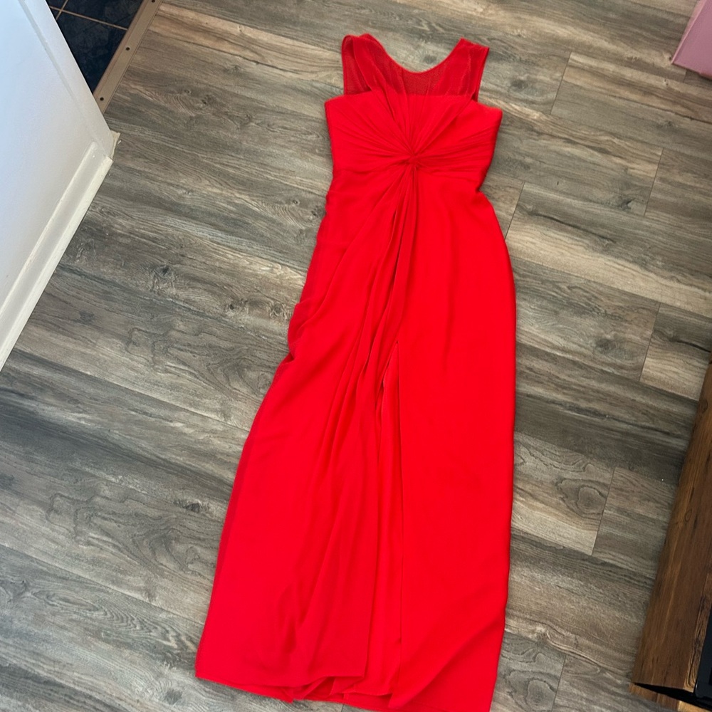 BCBGMAXAZRIA bcbg bright red front slit dress women’s size 8